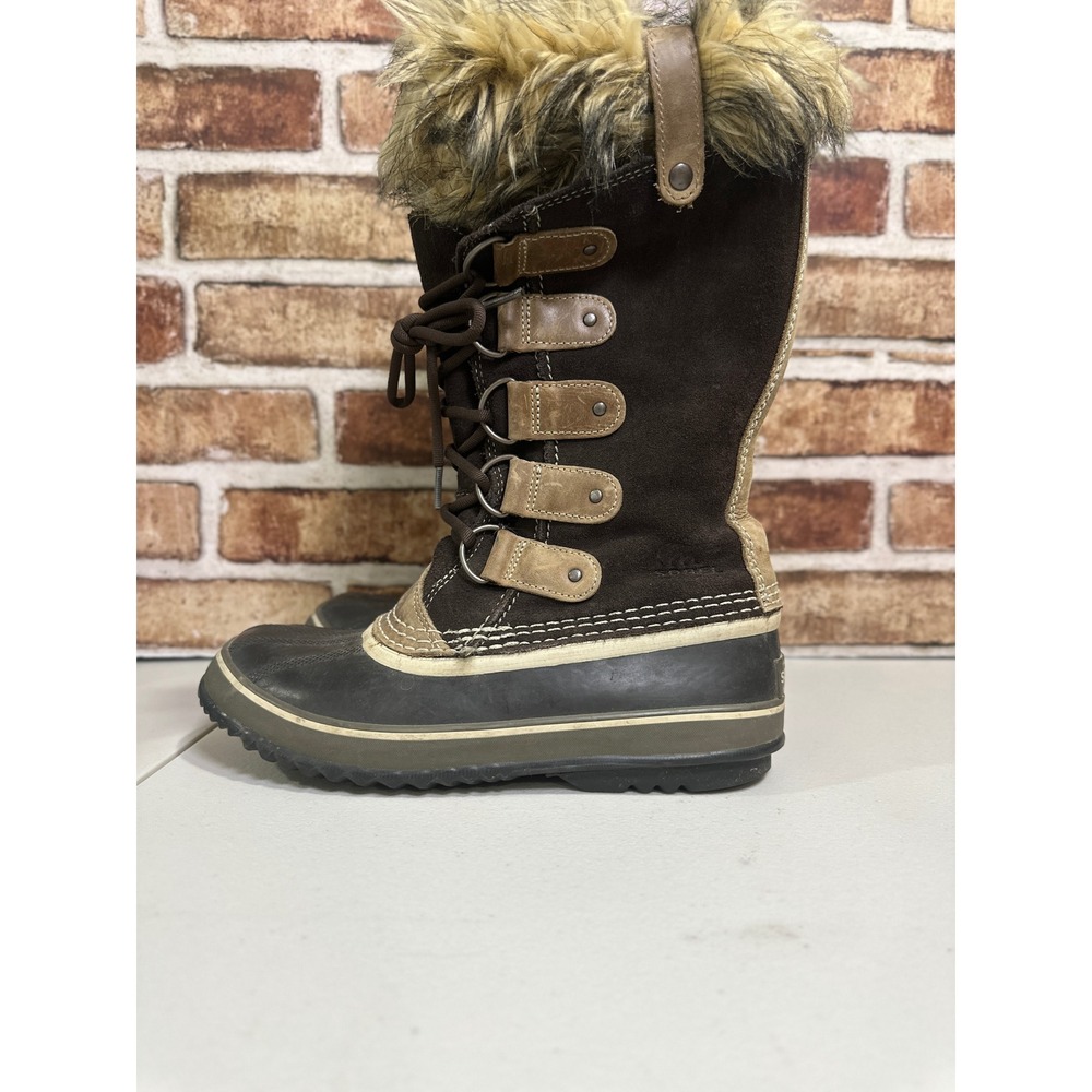 Sorel Joan of Arctic Waterproof Winter Boots Brown‎ Suede Fur NL1540-248 Size 8
